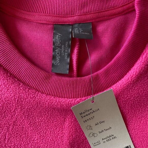 Sweaty Betty Hot Pink Mallow Sherpa Fleece Long Sleeve Sweater NWT Size Medium - Picture 5 of 8